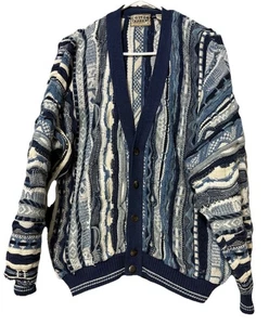 Vintage Men’s Cotton Traders Coogi Style Cardigan Sweater Size Large - Picture 1 of 11