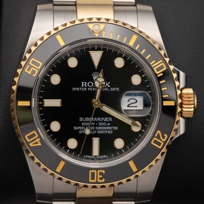 Rolex Submariner Datum 116613LN Schwarz Ziffernblatt Edelstahl & 18K Golduhr - Bild 1 von 4