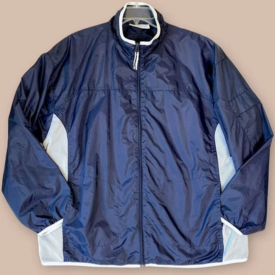 Wilson Lightweight Golf Winbreaker Rain Jacket Zip Up Size XL Navy White Lined - Image 1 of 4