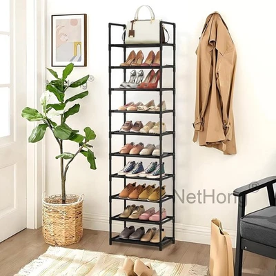 10 Tier Shoe Rack Tall Storage Shelf Unit Cabinet Organiser Footwear Stand UK - Image 1 of 4