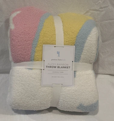 POTTERY BARN KIDS 40 x 60 дюймов радужное нечеткое плед НОВОЕ с бирками - Изображение 1 из 4