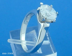 Round cut solitaire CZ & 925 silver ring #3368 Size 5 - Picture 1 of 3