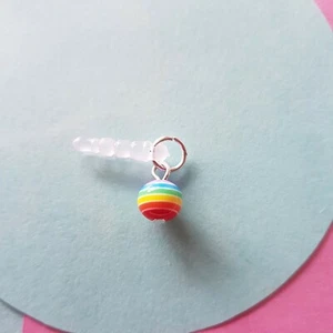 ☆ Rainbow Mobile Phone Dust Plug Jack Tablet Charm silver Gift - Picture 1 of 3