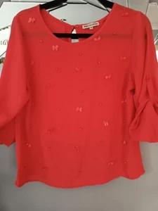 LADIES CHIFFON CORAL BLOUSE SIZE M UK 12 - Picture 1 of 6