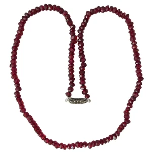 Vintage Faceted RHODOLITE GARNET 16" NECKLACE w Sterling Silver Marcasite Clasp - Imagen 1 de 6