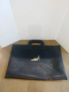 Vintage Hazel Document Briefcase Portfolio Faux Leather Black Bag Made in USA - Picture 1 of 5