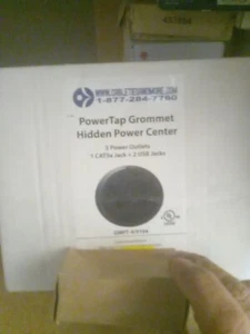 Power Tap Grommet with Hidden Power Center w/ 3 Power & 2 Cat5E - Electriducte2 - Picture 1 of 3