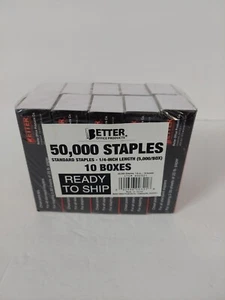 50000 Staples 10 Pack of 5000 Count Standard Staples 26/6 1/4-inch Chisel Poi... - Picture 1 of 3