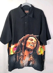 Bob Marley Dragonfly schwarzes kurzärmliges Button-Down-Hemd für Herren Größe XL - Bild 1 von 7