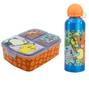 Pokemon Pikachu Kinder 2 tlg. Set 3 Kammern Brotdose XL Alu-Flasche 530 ml - Bild 1 von 7