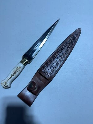 Cuchillos Nile hechos a mano con mango de cuerno de supervivencia cuchillo Bowie espiga completa 11" con funda Foto 1 de 4