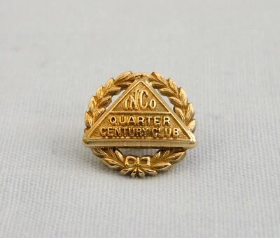 INCO MINING CANADA QUARTER CENTURY CLUB 10K YELLOW GOLD LAPEL PIN BADGE 2.5g - Image 1 of 4