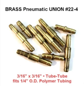 Accesorios neumáticos para púas de latón Union #22-4 de 1/4 de pulgada O.D. Tubos de polímero - Imagen 1 de 3