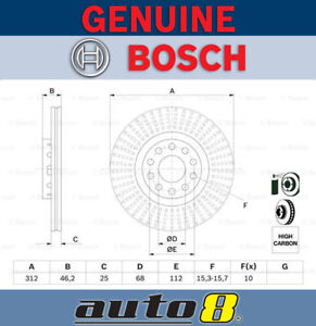 Bosch Front Brake Disc Rotor for Audi A4 Avant Quattro 8E5 B6 1.8L AMB 2001-05