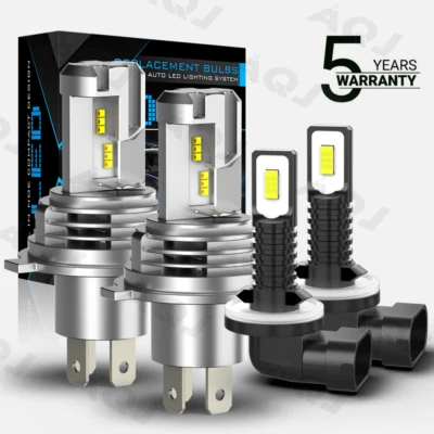 For KIA RIO 2003-2011 LED Headlight High/Low Beam Fog Light Bulbs Combo 4X 6500K Foto 1 de 4