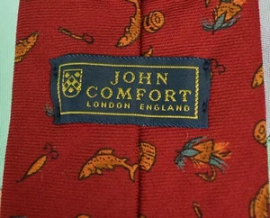 John Comfort London burgunderrote englische Wolle Challis Forelle Angler Print Krawatte - Bild 1 von 4