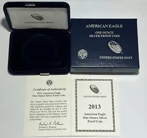 No Coin 2013 W $1 Proof Silver American Eagle Box & Coa No Capsule 1 Oz - Picture 1 of 3