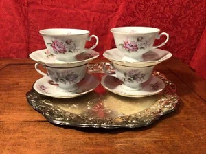 Jarolina Karolina Favolina Porcelain Cups And Saucers Poland set of 4 - Picture 1 of 6