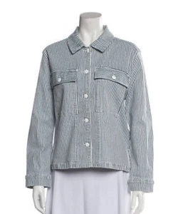 Frame White And Blue Stripe Blazer Size Large Orig $480 Normandie ESSJK144 Coat - Picture 1 of 5