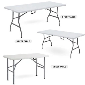 CATERING CAMPING HEAVY DUTY FOLDING TRESTLE TABLE PICNIC BBQ PARTY 4FT 5FT & 6FT - Picture 1 of 28