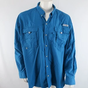 Columbia Long Sleeve PFG Men's Fishing Vented Shirt Size 2XL XXL Blue - Picture 1 of 9