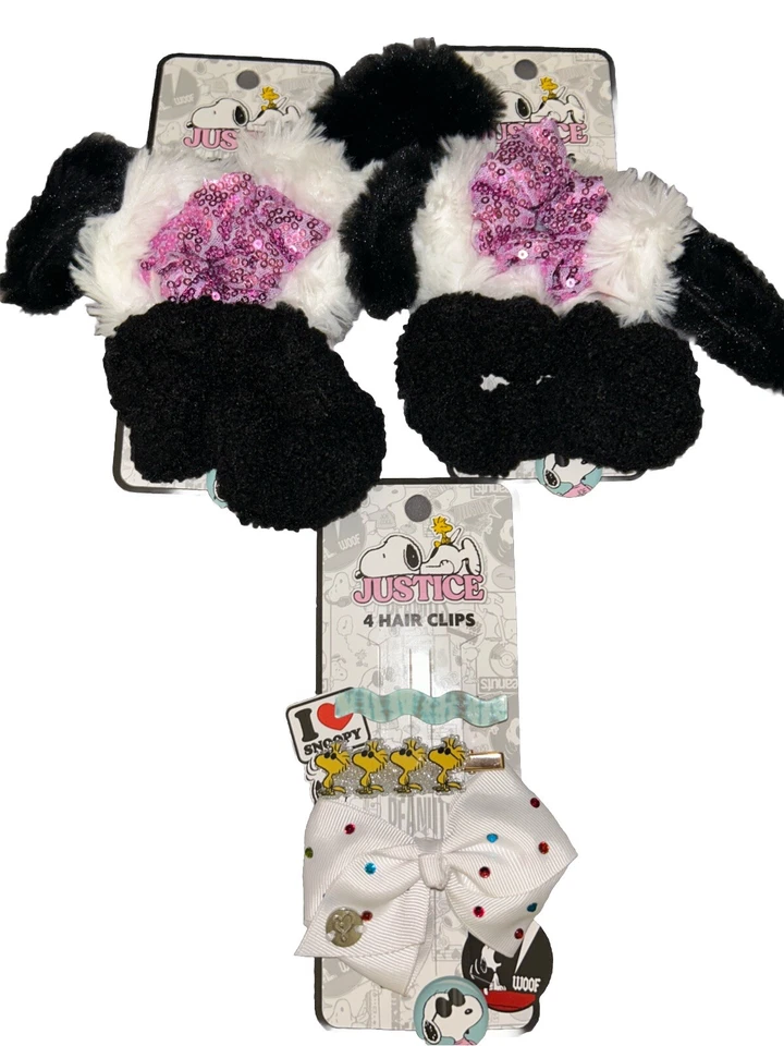 Justice Peanuts Snoopy Girls Hair Twisters 3-Piece Set Multi-Color