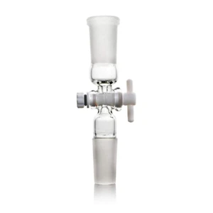 ABGIL Borosilicate Glass Adapter, Vacuum Flow-Control PTFE Stopcock & Two Joints - Picture 1 of 3