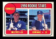 1990 Baseball Card Magazine *HAND CUT* ROOKIE Stars #70 Jim Leyritz & Kevin Maas