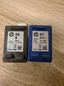 HP 56 Black & HP 57 UNBOXED Tri-Colour C6656A + C6657A Genuine Ink Cartridges - Picture 1 of 3