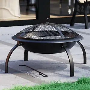 Steel Fire Pit Large Folding Garden Patio Camping Heater BBQ By Home Discount - Picture 1 of 9