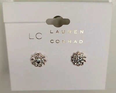 Pendientes Florales Tachuelas Cristal Transparente Tono Oro Rosa Nuevas Etiquetas Estrella Flor Foto 1 de 4