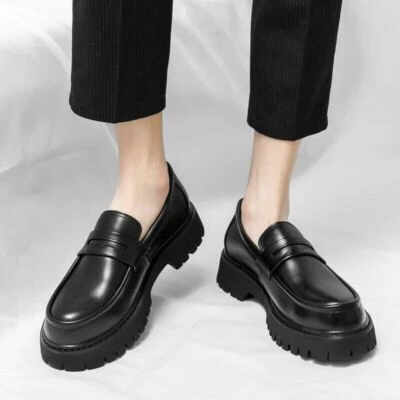 Pu Black Matt Leather Shoes Men's Shoes Wedding Loafers Men's Shoes - Image 1 of 4
