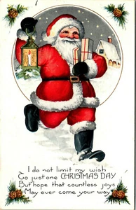 CHRISTMAS DAY - SANTA DELIVERS TOYS - HOLIDAY POSTCARD - Picture 1 of 2