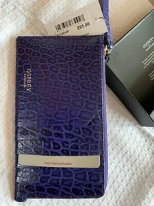 Osprey London Purple/Blue Leather Card Holder - Picture 1 of 9