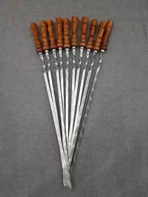 29.5in Skewers with wooden handle 750x3x12 mm. Set-10 pcs. Kebab BBQ Grilling - Image 1 of 4