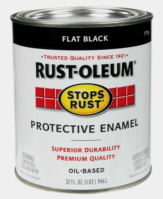 Rust-Oleum плоский черный 1 qt. ЗАЩИТНАЯ ЭМАЛЬ на масляной основе Stops Rust 7776-502 НОВАЯ! - Изображение 1 из 1