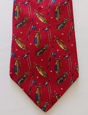 Винтажные сумки для гольфа галстук Tommy Hilfiger красное синее золото 100% шелк сделано в США - Изображение 1 из 4