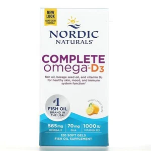 Nordic Naturals, Omega-D3 Completo, Limón, 120 Geles Blandos - Imagen 1 de 2