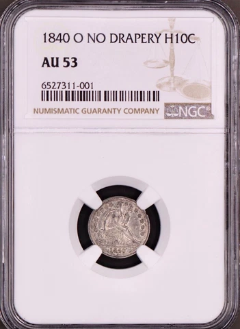 1840-O Seated Liberty Half Dime No Drapery NGC AU53 Cover