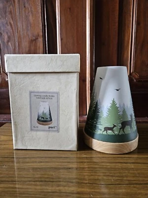 Puri Glowing Candle Holder Vintage Style, Deer Design, Boxed, Wooden Base - Image 1 of 4