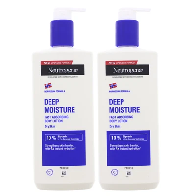 2x Neutrogena Deep Moisture Bodylotion Norwegische Formel trockene Haut je 400ml - Bild 1 von 3