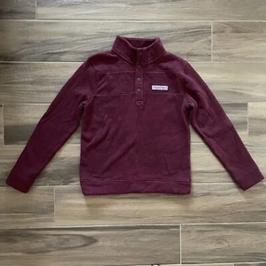Vineyard Vines Sweatshirt Pullover Kids Small Burgundy Red Snap Buttons Preppy - Picture 1 of 5