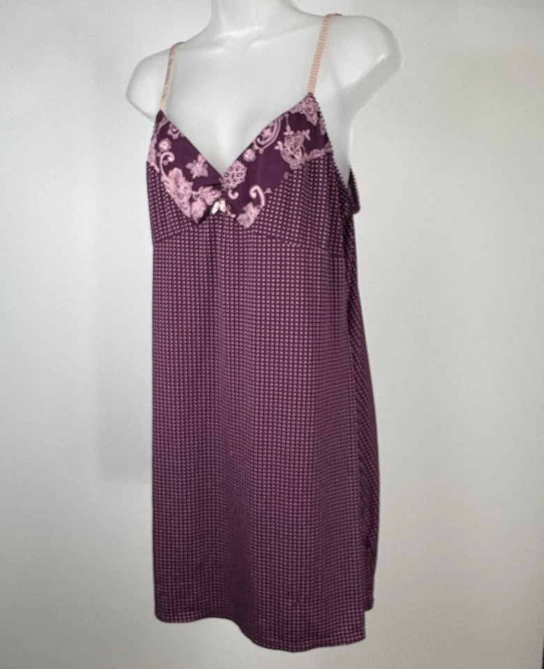 Apt. 9 Intimates 紫色圆点 Chemise 睡袍女式大号 — 第 1/4 张图片