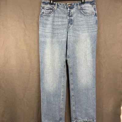 Pantalones de mezclilla rectos Wild Fable tiro alto para mujer 16 lavado medio botón mosca Foto 1 de 4