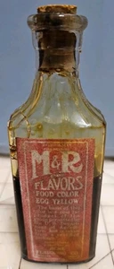 Botella de color alimentario amarillo huevo M&R vintage con corcho original y etiqueta ACME Co. - Imagen 1 de 7
