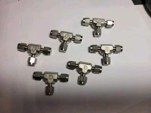 LOT of (6) Swagelok Stainless Steel Tee Union Fitting, 1/16" OD Tube, SS-100-3 - Picture 1 of 1