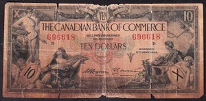 Canadian Bank Of Commerce 1935 $10 Ten Dollar Chartered Banknote 696618 Type 1 - Picture 1 of 2