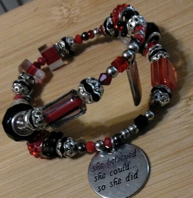 Handmade 11in Wrap Bracelet-glass, Plastic, Rhinestone Ball and Rondelle Spacers - Image 1 of 4