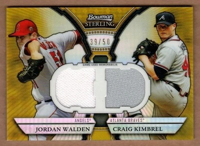 Bowman Sterling Dual Relics Gold 2011 #DRBWK Jordan Walden/Craig Kimbrel #39/50 Foto 1 de 2