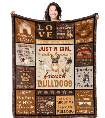 French Bulldog Gifts Blanket 60x50 inch Frenchie Polyester Quilt Throw